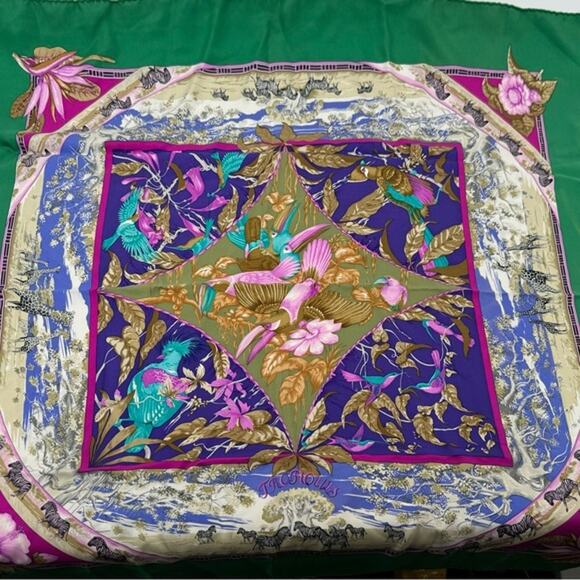 Hermes Tropiques silk scarf featuring gorgeous floral and wildlife motifs - Picture 1 of 15